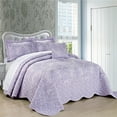 thumbnail image 2 of Home Soft Things 4-Piece Reversible Damask Embroidery Bedspread Set, Lavender Fog, Oversized King 120"x120", 2 of 6