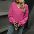thumbnail image 6 of Diufon Womens Pullover Tops V Neck Long Sleeve Blouses Tops Fall Casual Solid Color Tops, 6 of 7