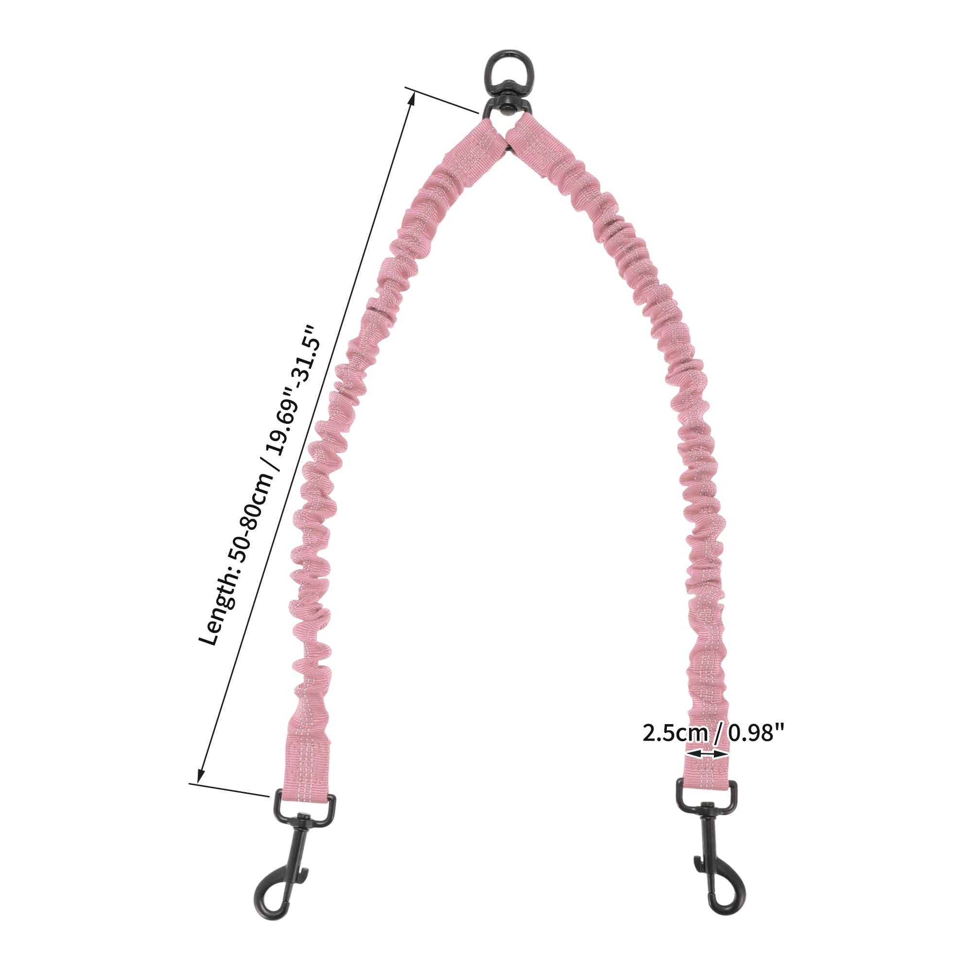 Unique Bargains Pet Double Dog Leash Reflective Dual Leash Pink