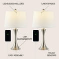 thumbnail image 5 of JONATHAN Y Bennett 22.75" Modern Glam Iron Hourglass LED Table Lamp with USB Charging Port, Nickel (Set of 2), JYL6621B-SET2, 5 of 7