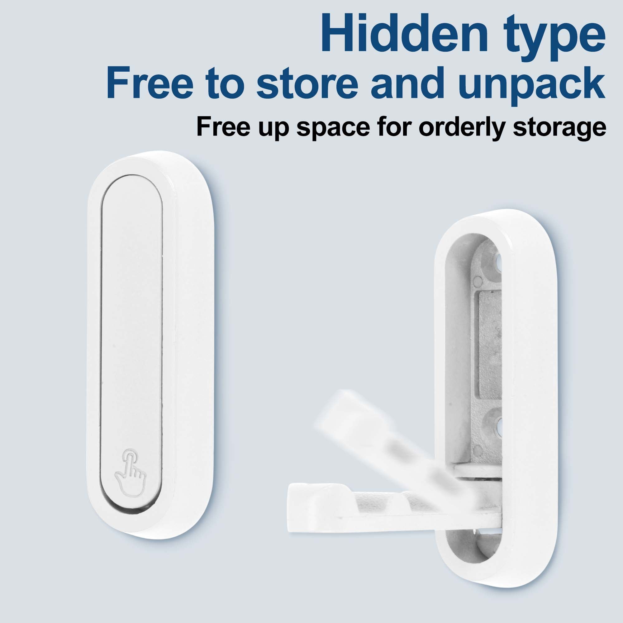 Unique Bargains Round Coat Hook Wall Mount Folding Hook White 2.87"x0.91"x0.47"