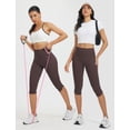 thumbnail image 2 of BALEAF Womens High Waisted Capri Leggings with Pockets Tummy Control Yoga Gym Pants Dark Brown XXXL, 2 of 6