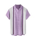 thumbnail image 5 of Lumtrix Mens Casual Summer Cotton Button Down Short Sleeve Shirts Cuban Camp Guayabera Beach Tops Purple M, 5 of 5