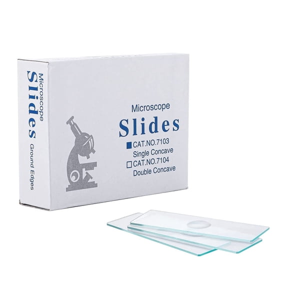 FOUR E's Scientific 50Pcs Microscope Slides Concave for Monocular Binocular Trinocular Microscopes