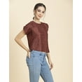 thumbnail image 2 of Moomaya Womens Printed Round Neck Top, Short Petal Sleeves Summer Top, 2 of 9