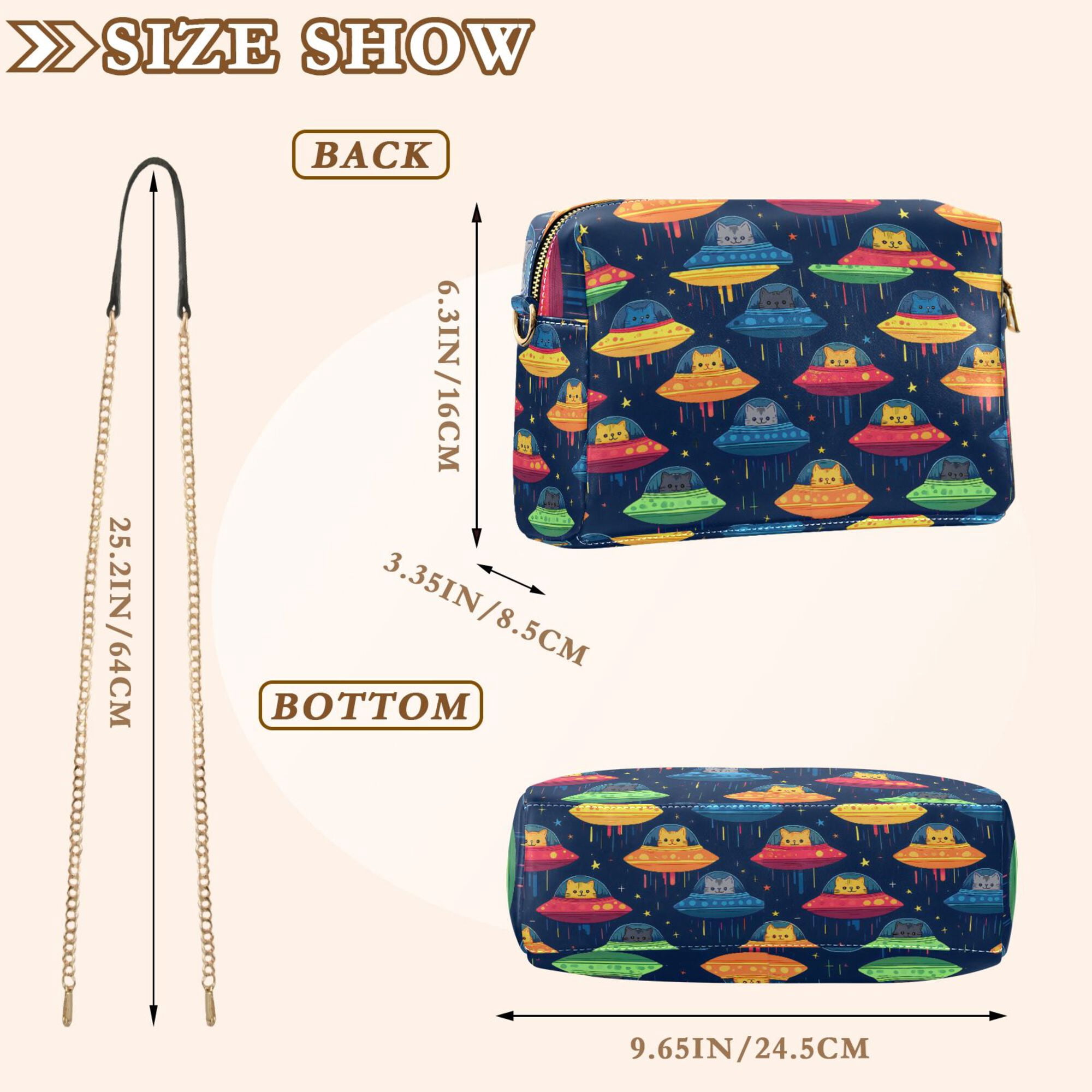 FORMRS Women Crossbody Purse with Chain Strap Vegan Leather Shoulder Handbag, Rainbow Space Cat