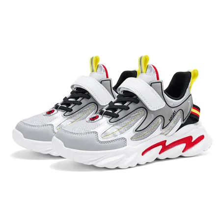 

GEDER-S1 Boys Casual Mesh Sneakers Breathable Lightweight Lace-up Low Top Hook And Loop Fastener Running Shoes For Outdoor Sports