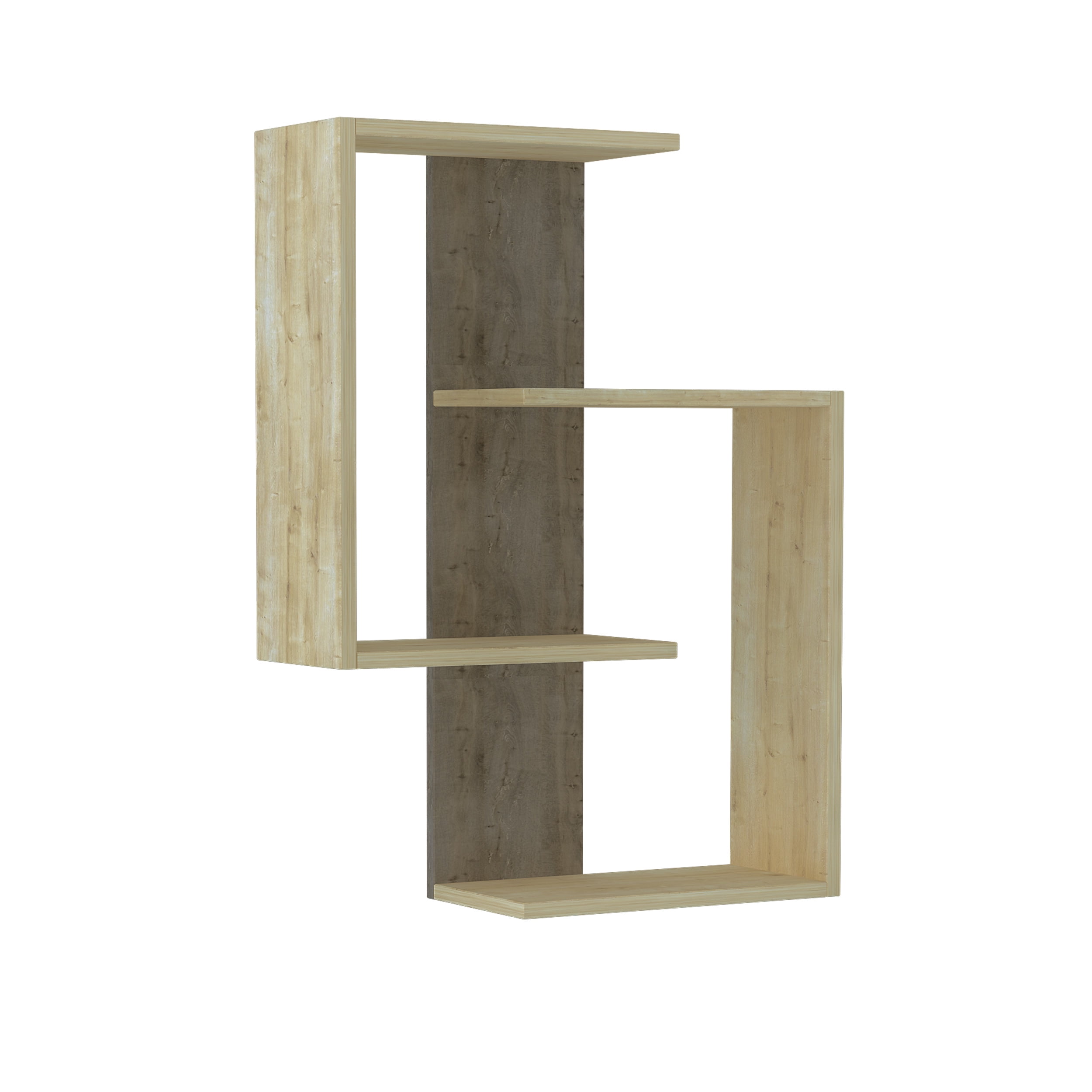 Ada Home Decor Furniture 25.2" 3 Tier Oak Wendy Modern Wall Shelf