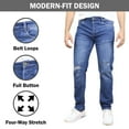 thumbnail image 3 of Men's 3-Pack Stretch Ripped Jeans - Denim Look with Flexibility & Comfort (Sizes: 30-42), 3 of 5