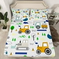 thumbnail image 2 of jejeloiu Cute Cartoon Excavator Twin Sheet Sets,Construction Vehicles Twin Fitted Sheet,Orange Gray Green Flat Sheet For Boys Kids,Breathable Home Decor,3 Pieces, 2 of 7