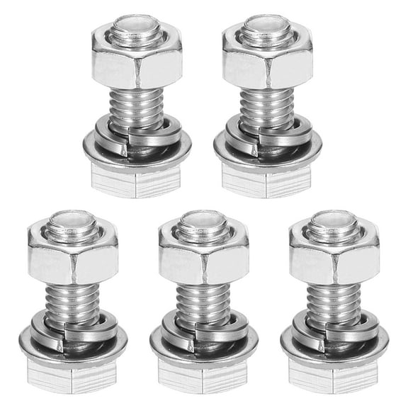 M8 x 20mm 304 Stainless Steel Hex Head Screws Bolts, Nuts, Flat & Lock Washers Assortment Kit, 5 Sets