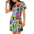 thumbnail image 2 of Hirioo Cute Dogs Collage for Women’s Nightdress Comfortable Short Sleeve Nightwear Casual Sleep Dress, 2 of 8