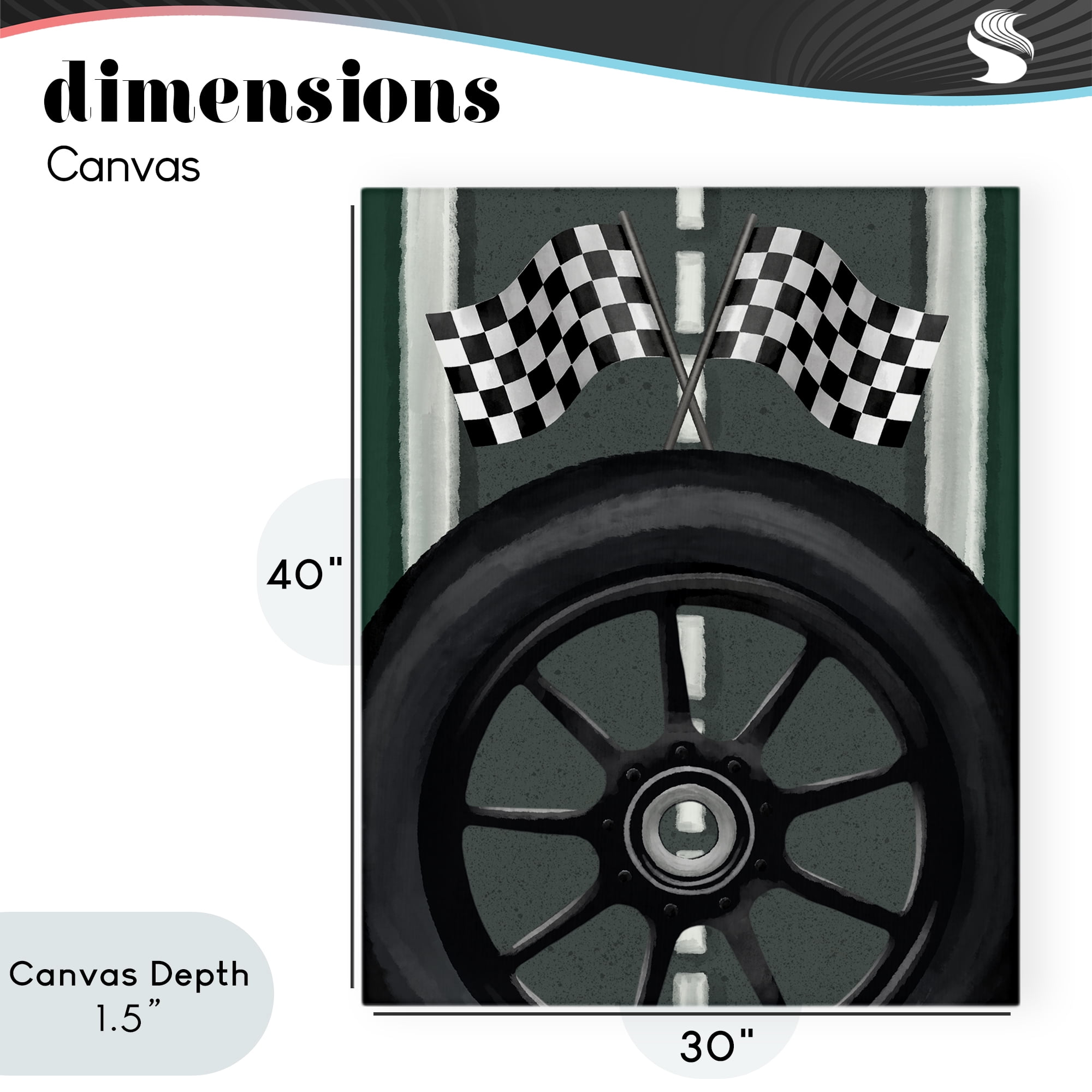 Stupell Industries Racetrack Flags & Tire Canvas Wall Art, design by Jennifer Stith