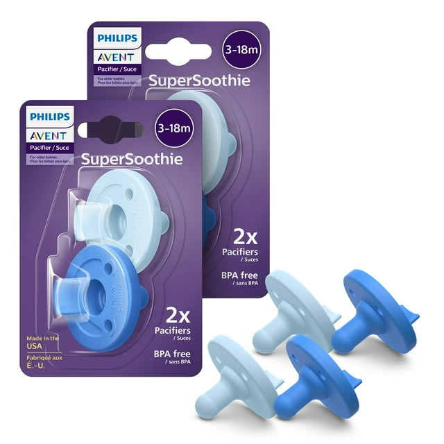 Chupetes para bebés AVENT Soothie Orthodontic, 100% silicona, paquete de 4