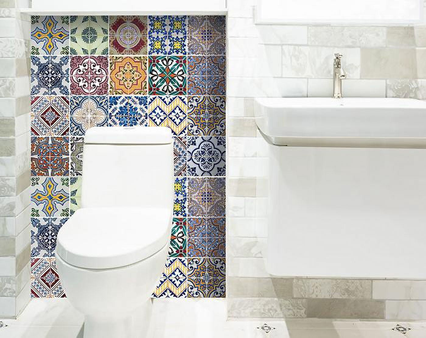 HomeRoots 400364 8 x 8 in. Linna Multi Blue Mosaic Peel & Stick Tiles
