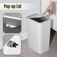 thumbnail image 3 of 2 Pack Bathroom Trash Can with Lid, 2.6 Gallon / 10 Liter Small Garbage Can with Press Top Lid, Plastic Wastebasket with Pop-up Lids for Toilet, Office, Bedroom, Living Room, White, 3 of 7