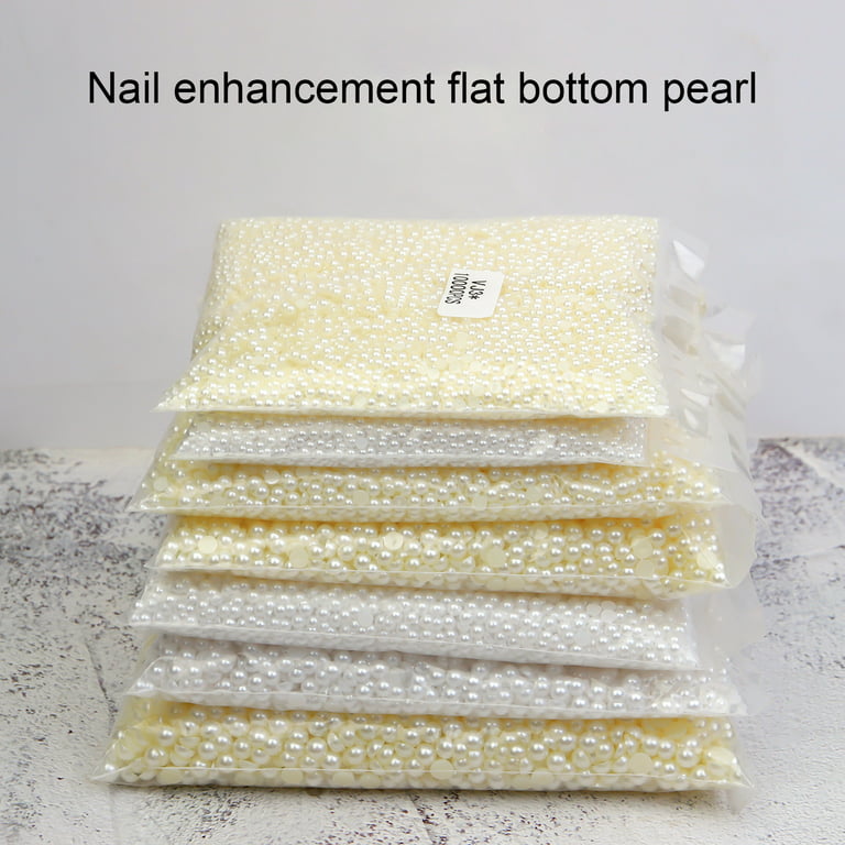 dianhelloya Nail Art Supplies 1 Bag Nail Art Faux Pearls Three-dimensional  Flatback Shiny Visual Effect DIY Mini Half Round Faux Pearls Nail Art