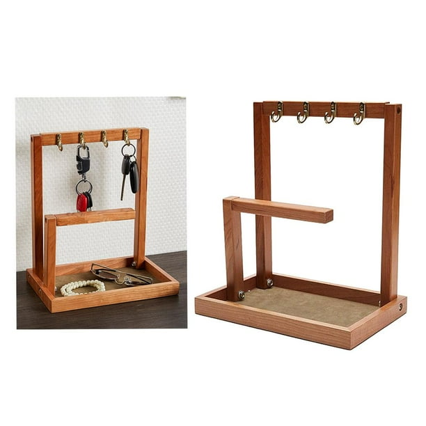Organizador de y llavero organizador de escritorio de oficina en hogar bandeja de almacenamiento para joyas, gafas, relojes, gafas de terre 228x150x260mm Macarena Porta llaves WoodEN Mail