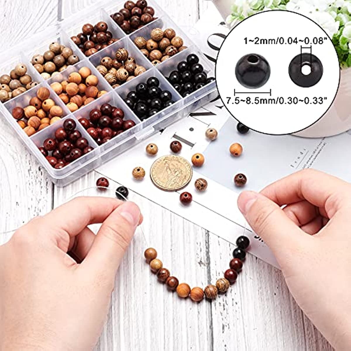 COHEALI 200 Pcs Decor Hole Beads Wood Beads Bulk Beads for Bracelets Wood  Beads for Crafts Spacer Beads for Jewelry Making Craft Beads Scattered  Beads