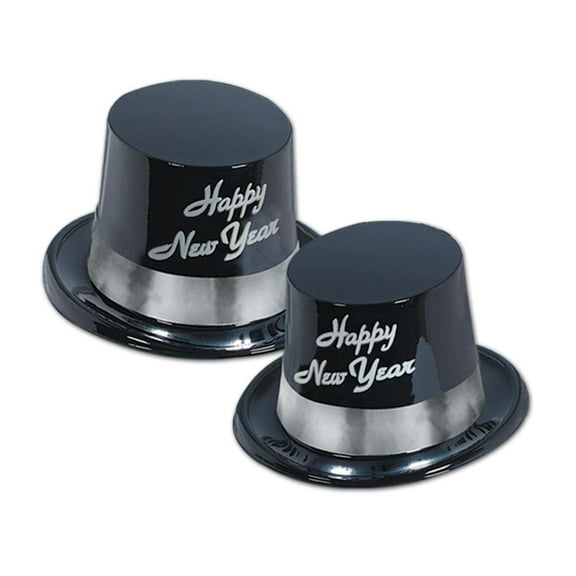 25 Pack Beistle New Year's Eve Silver Legacy Topper Hat black & silver