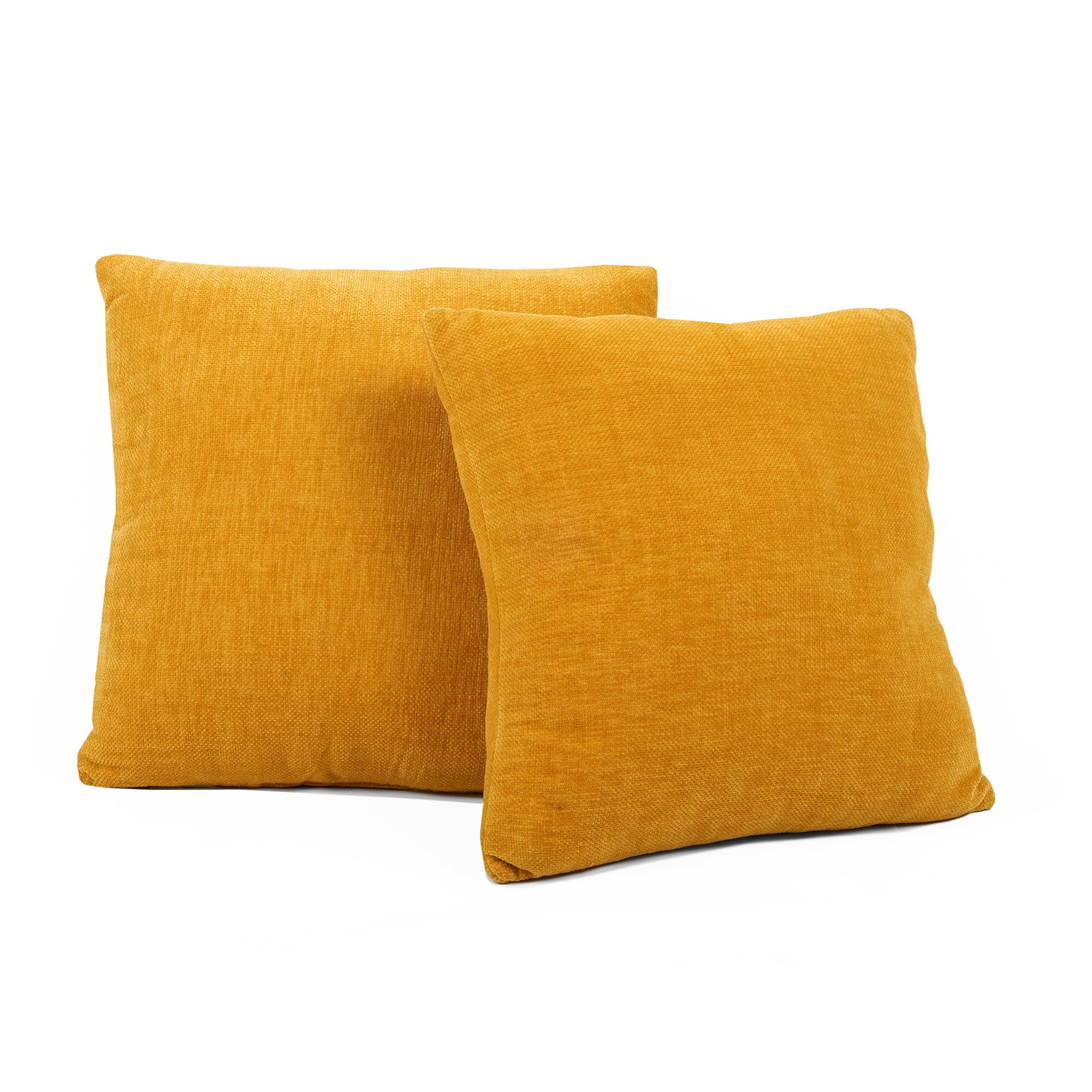 Mainstays 18" x 18" Solid Chenille Yellow Polyester Decorative Pillow Set (2 Count)