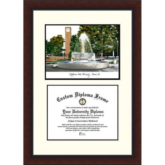 Campus Images CA920LV-1185 8.5 x 11 in. Cal State Fresno Legacy Scholar Diploma Mahogany Frame
