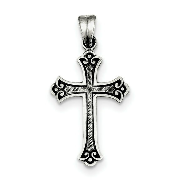 925 Sterling Silver Antiqued Cross Shaped Pendant