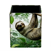 ERJLKXP Small Pen & Pencil Holder for Desk Organization,Funny Sloth Jungle Desktop Stationery Storage for Office Supplies and Makeup Brush Organizer