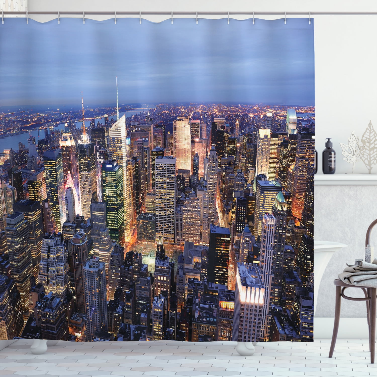 New York Shower Curtain, Aerial View of NYC Full of Skyscrapers