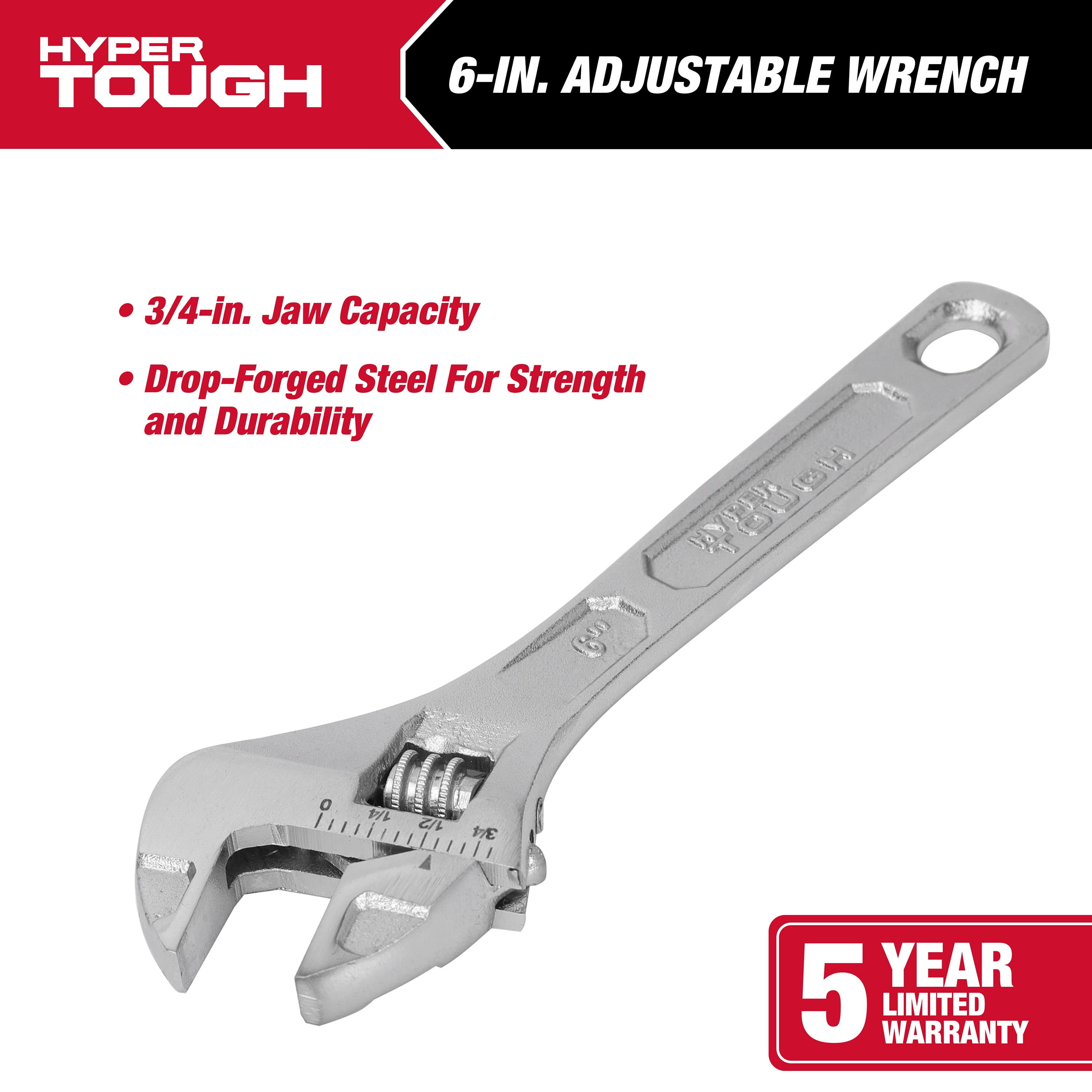 確認₍ᐢ.ˬ.ᐢ₎▷◁.。 Hyper Tough 6-inch Adjustable Wrench Steel Construction