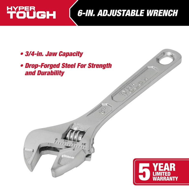 れん Hyper Tough 6-inch Adjustable Wrench Steel Construction - Walmart.com