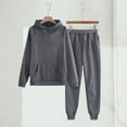 thumbnail image 2 of YunPes Girls Hoodies Sweatsuit Set Teen Plain Cotton Athletic Pullover Sweatshirts Elastic Waist Outdoor Sports Pants Set, 2 of 9