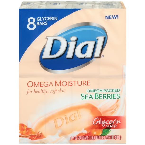 Dial Glycerin Bar Soap, Omega Moisture, 4 oz Bars, 8 Count Walmart