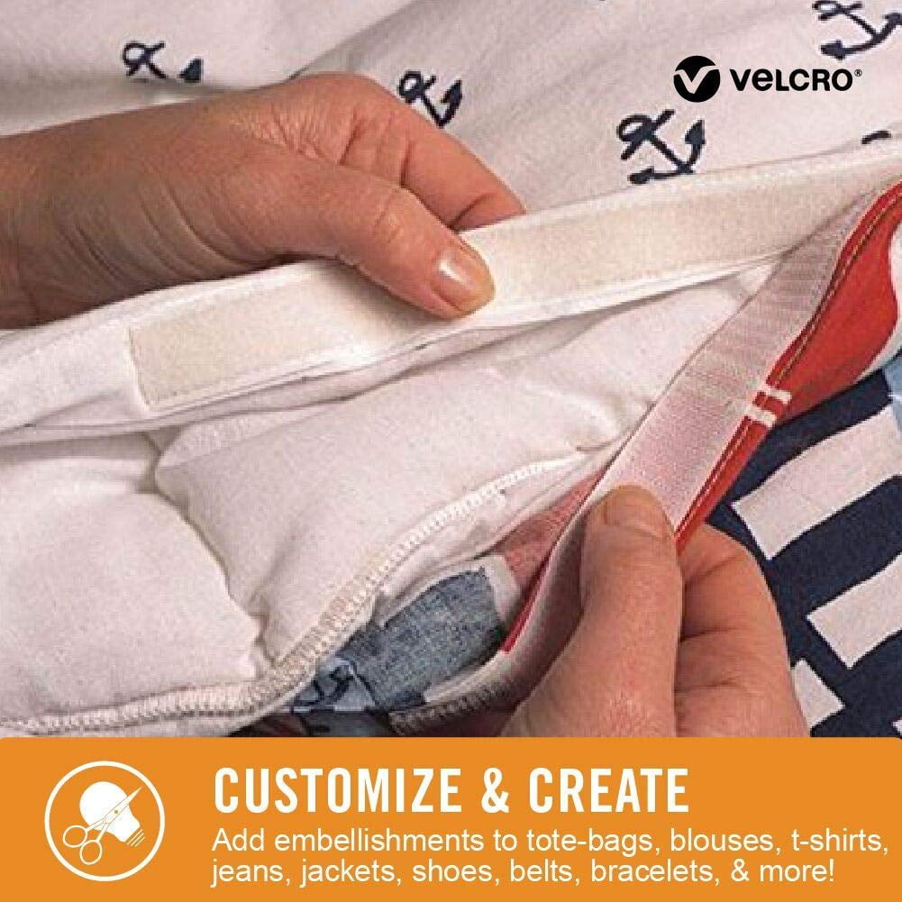 VELCRO Brand Sticky Back Hook & Loop Fasteners for Fabrics, No Sew Hemming, Costumes, Easy Wardrobe Repair 24in x 3/4in Black Plain Tape for Material