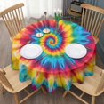 thumbnail image 3 of Colorful Tie Dye Mandala Pattern Round Tablecloth 60"x60",Wrinkle Wipeable Table Cloth for Kitchen Dining Room Picnic Patio Party, 3 of 6