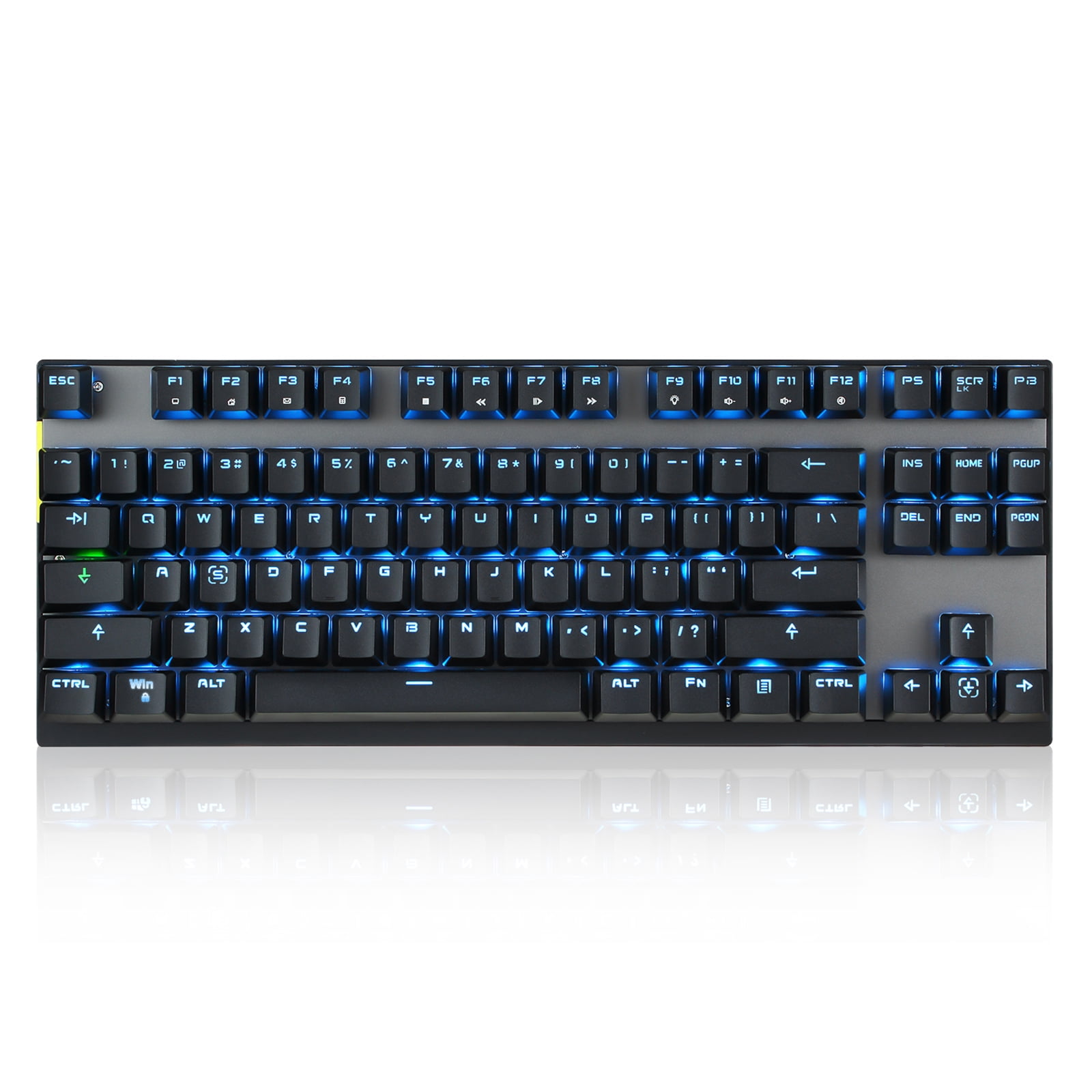 Motospeed 2.4GHz Wireless/Wired Mechanical Gaming Keyboard Blue Backlit/Durable Battery,Type-C Gaming/Typist Keyboard for Mac/PC/Laptop(Black, 87 Key Red Switches)