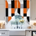 thumbnail image 4 of Orange Gray Swag Curtain Valance for Windows, Black Geometric Abstract Color Block Plaid Window Treatments Short Swag Topper for Kitchen Windows Bathroom Bedroom, 36"x63", 4 of 8
