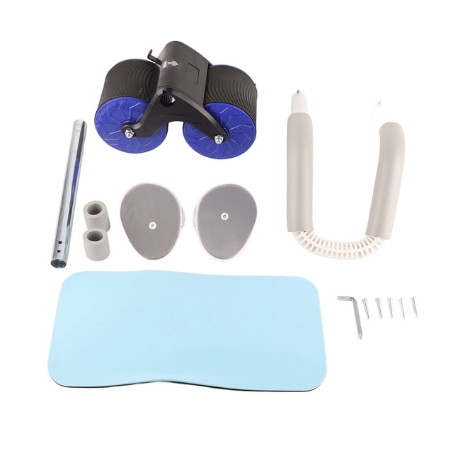 Rueda abdominal de rebote automático con soporte para codos, entrenamiento de fuerza, pantalla inteligente, rodillo de entrenamiento central, color azul