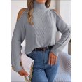 thumbnail image 7 of Autumn And Winter Casual Off-shoulder High-neck Hollow Long-sleeved Knitted Pullover Women's Sweater, 7 of 7