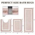 thumbnail image 6 of Findosom 3pcs Bathroom Rugs Set with U-Shaped Mat, Non Slip, Quick Drying, Ultra Soft and Water Absorbent Bath Rug Mat Carpet Machine Washable 18"x26"+18"x48"+U Shape 20"x24" Pink, 6 of 8