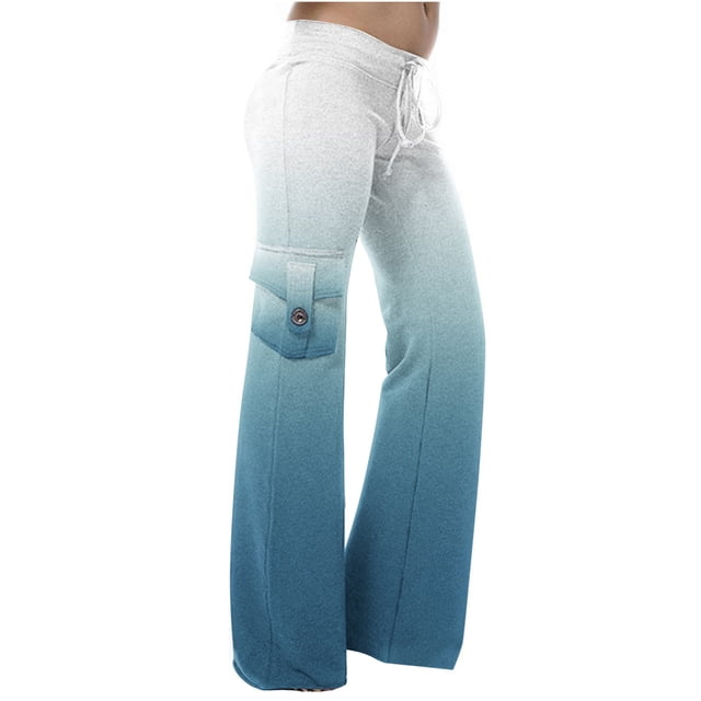 Besolor Women's Low Rise Wide Leg Cargo Pants Baggy Drawstring Lightweight Yoga Lounge Pants Sweatpants with Pockets