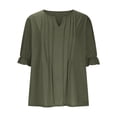 thumbnail image 5 of Lixiuxyad A Plain Colored Casual Top With Puffed Sleeves And A V Neck Five Quarter Sleeve T Shirt For Ladies Dressy Casual,Green L, 5 of 7