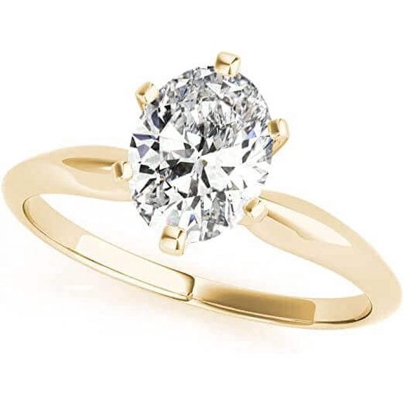 JewelMore 1 Carat - 3 Carat | Certified Lab Grown Diamond Engagement Ring For Women | 14K in White, Yellow Or Rose Gold | Lab Created Four-Prong Solitaire Diamond Engagement Ring | FG-VS1-VS2 Quality