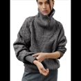 thumbnail image 2 of Suéteres de Mujer Otoño Invierno 2025, Jersey Informal de Punto con Cremallera de un Cuarto de Pulgada, Jersey de Punto de Diamante Gris M, 2 of 10