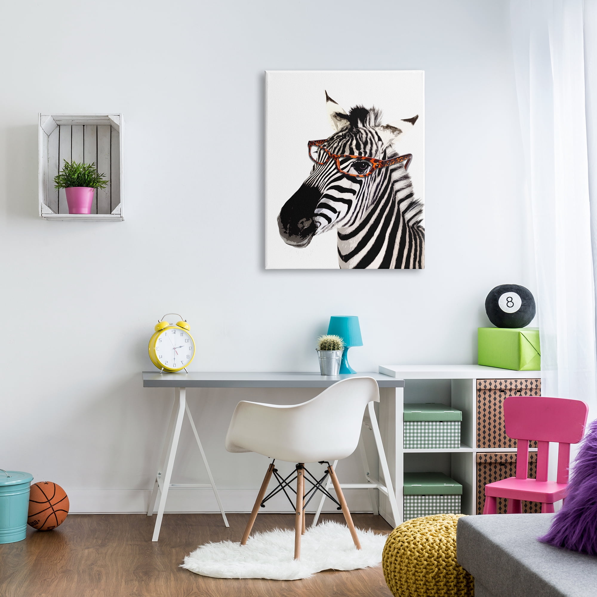 Stupell Industries Zebra Wearing Glasses Animals & Insects Painting Gallery Wrapped Canvas Print Wall Art, 30 x 40