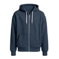 thumbnail image 5 of Waffle Hoodie Men Full Zip Sweatshirt Hooded Cardigan with Pocket Loose Fit Drawstring Athletic Jackets Navy M, 5 of 9