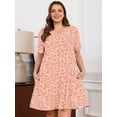 thumbnail image 2 of SHOWMALL Nightgowns for Plus Women Soft Short Sleeve Pajama Dress with Pockets for Sleep Night Soft Bloom Pink 2X, 2 of 9