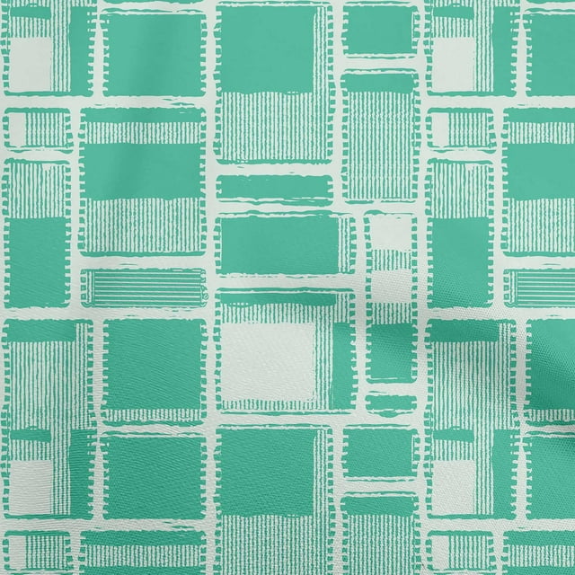 oneOone Silk Tabby Sea Green Fabric Geometrical Craft Projects Decor Fabric Printed By The Yard 42 Inch Wide