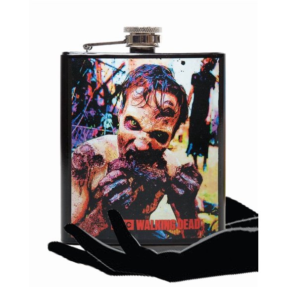 The Walking Dead OFFICIAL Zombie, Walker, Creeper, Biter Feasting on Flesh Stainless Steel Flask,6oz