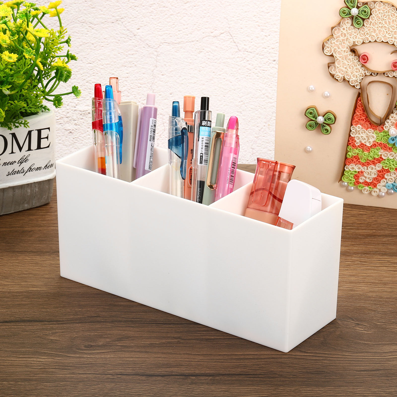 TH 3 Layers Clear Acrylic Pen Holder Stationery Storage Brush Case Desktop  Pencil Cup Organizer Display Stand Writing Pot